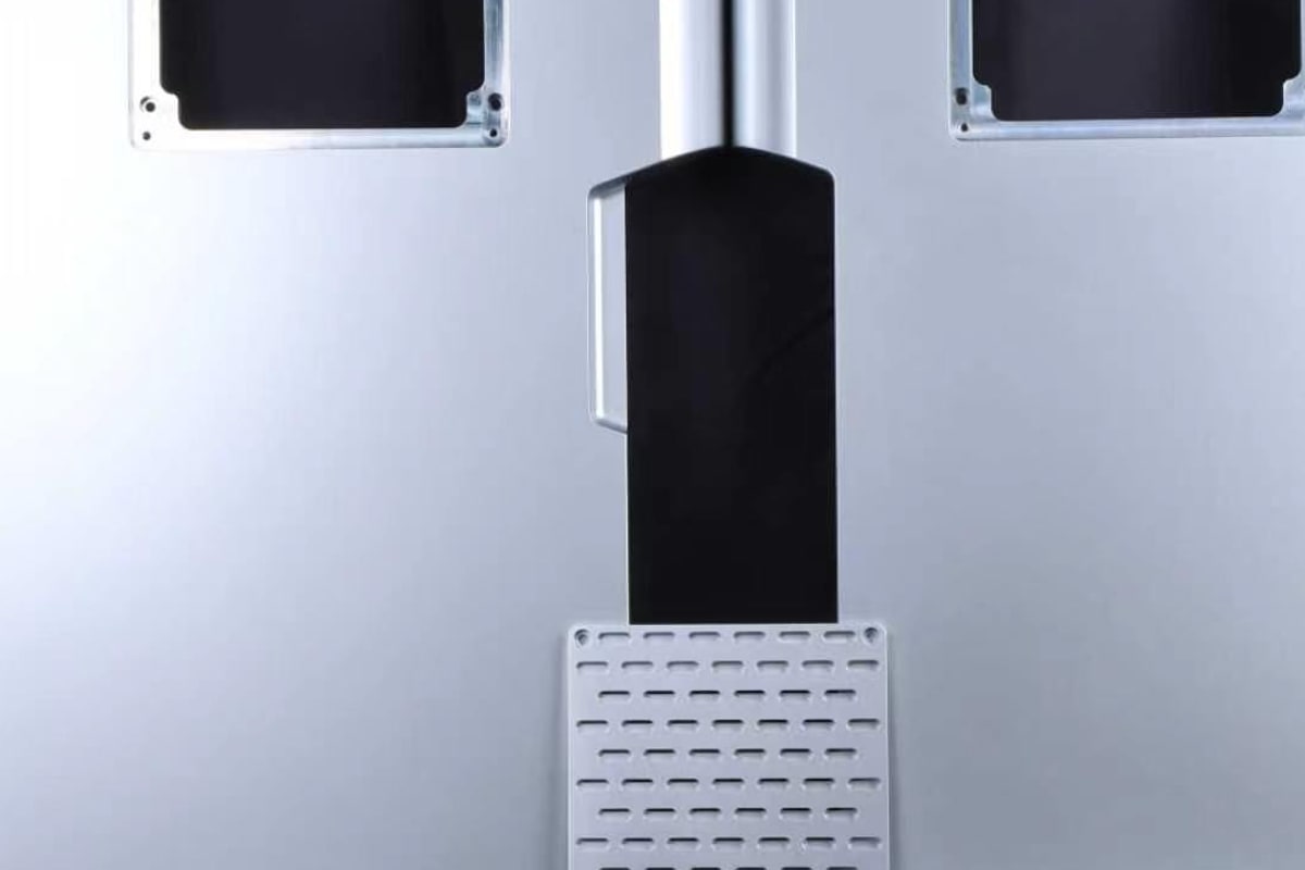 Close crop of matching silver anodized housing surfaces