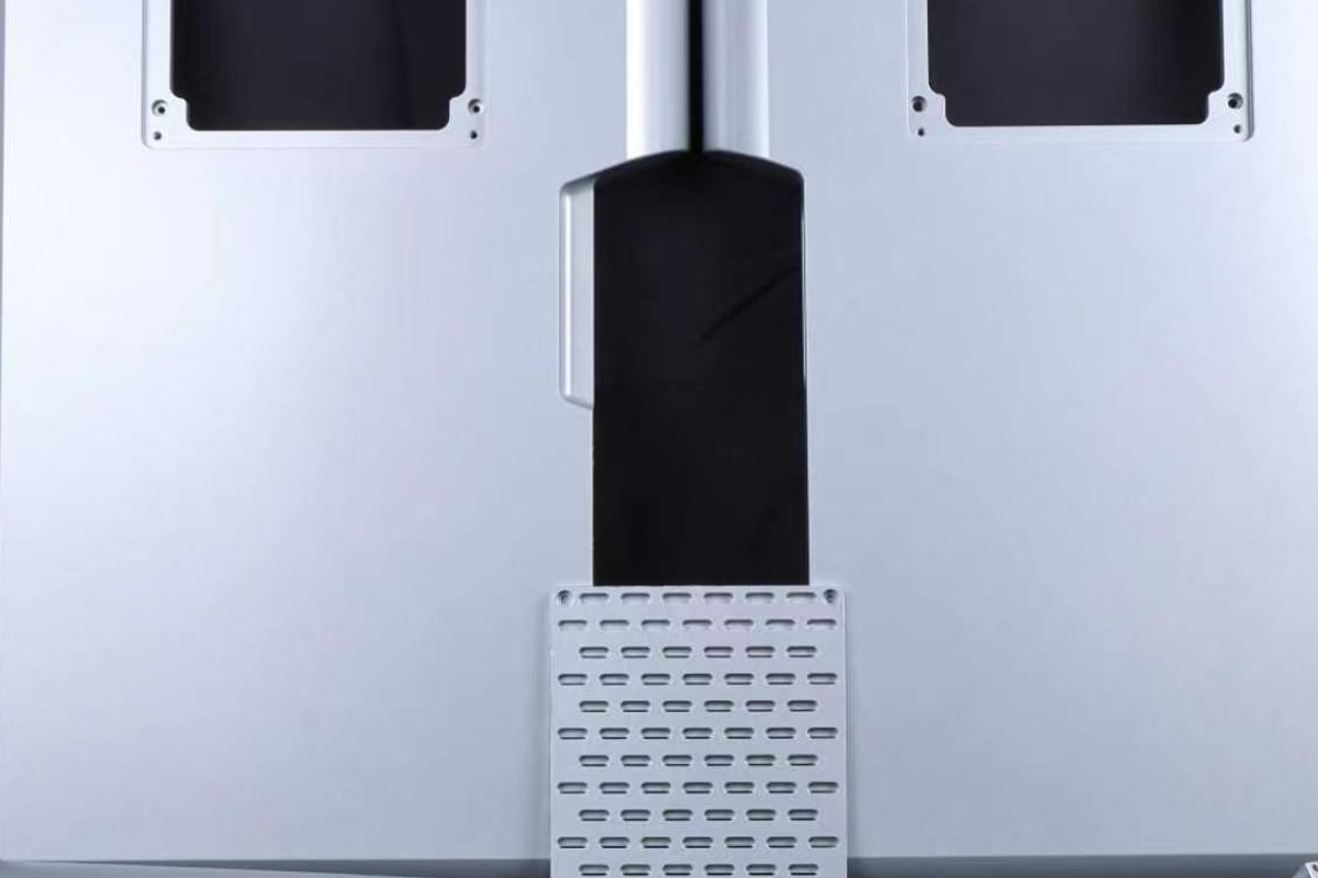 Close detail comparing the anodized finish across several housing surface zones