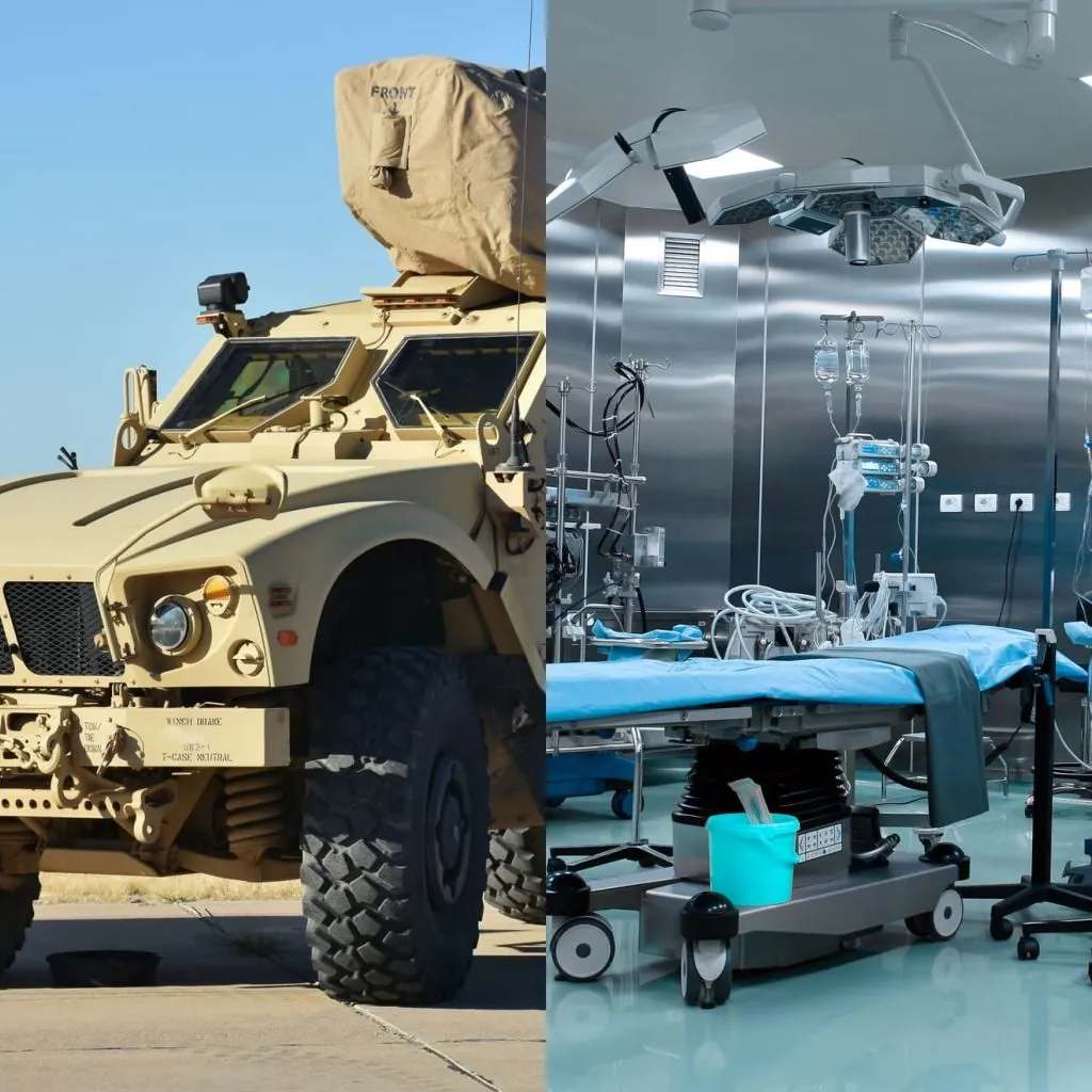 Military and medical equipment applications requiring controlled metal finishing