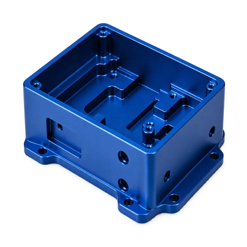 Blue anodized CNC-machined aluminum electronics housing