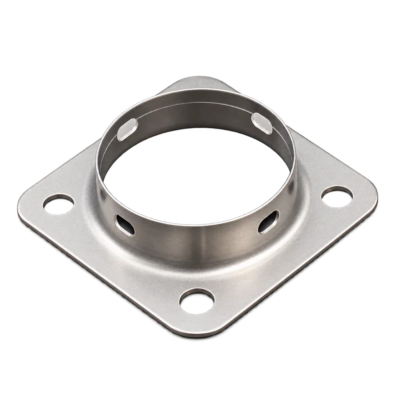 Precision stamped stainless steel flanged component